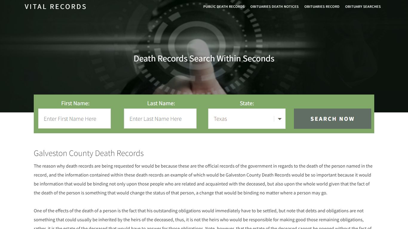 Galveston County Death Records | Enter Name and Search|14 ...